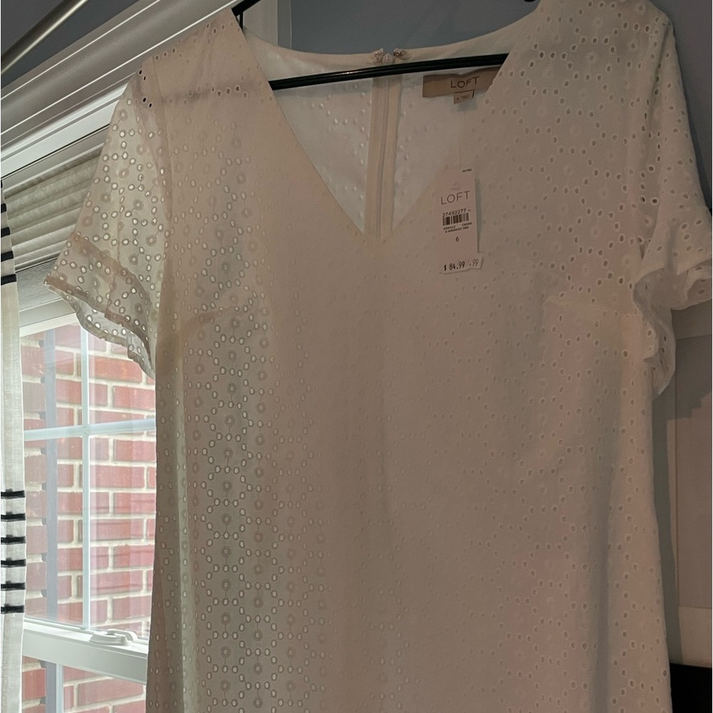 NWT LOFT short sleeve eyelet dress